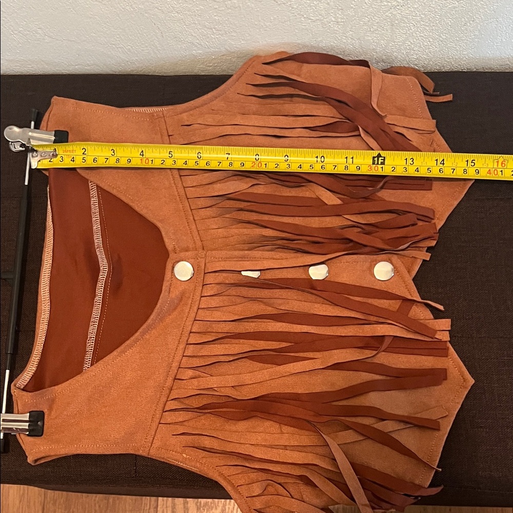 #*035= Brown Women Cowboy Fringe Vest and Skirt Set. - Picture 4 of 7